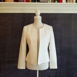 NWT JCrew White Linen Pom-Pom Blazer